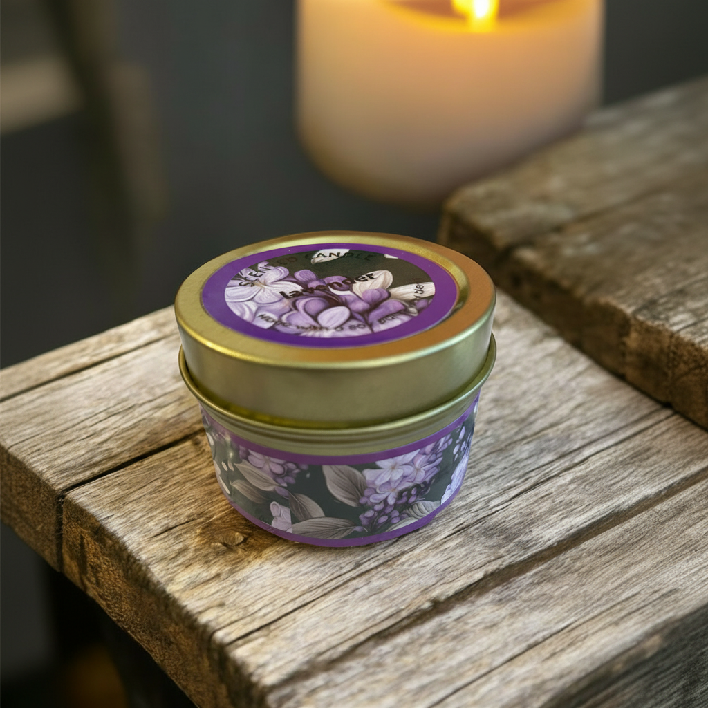 Velas en Lata Metálica Dorada